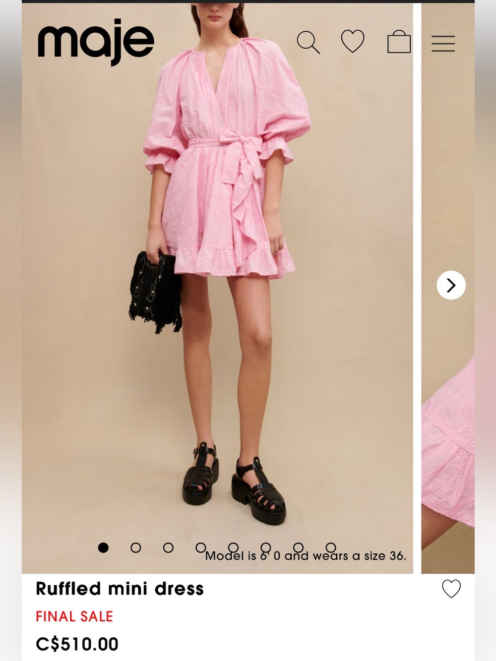 Maje Light Pink Ruffled Mini Dress - Picture 13 of 13